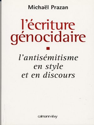 cover image of L'Écriture génocidaire